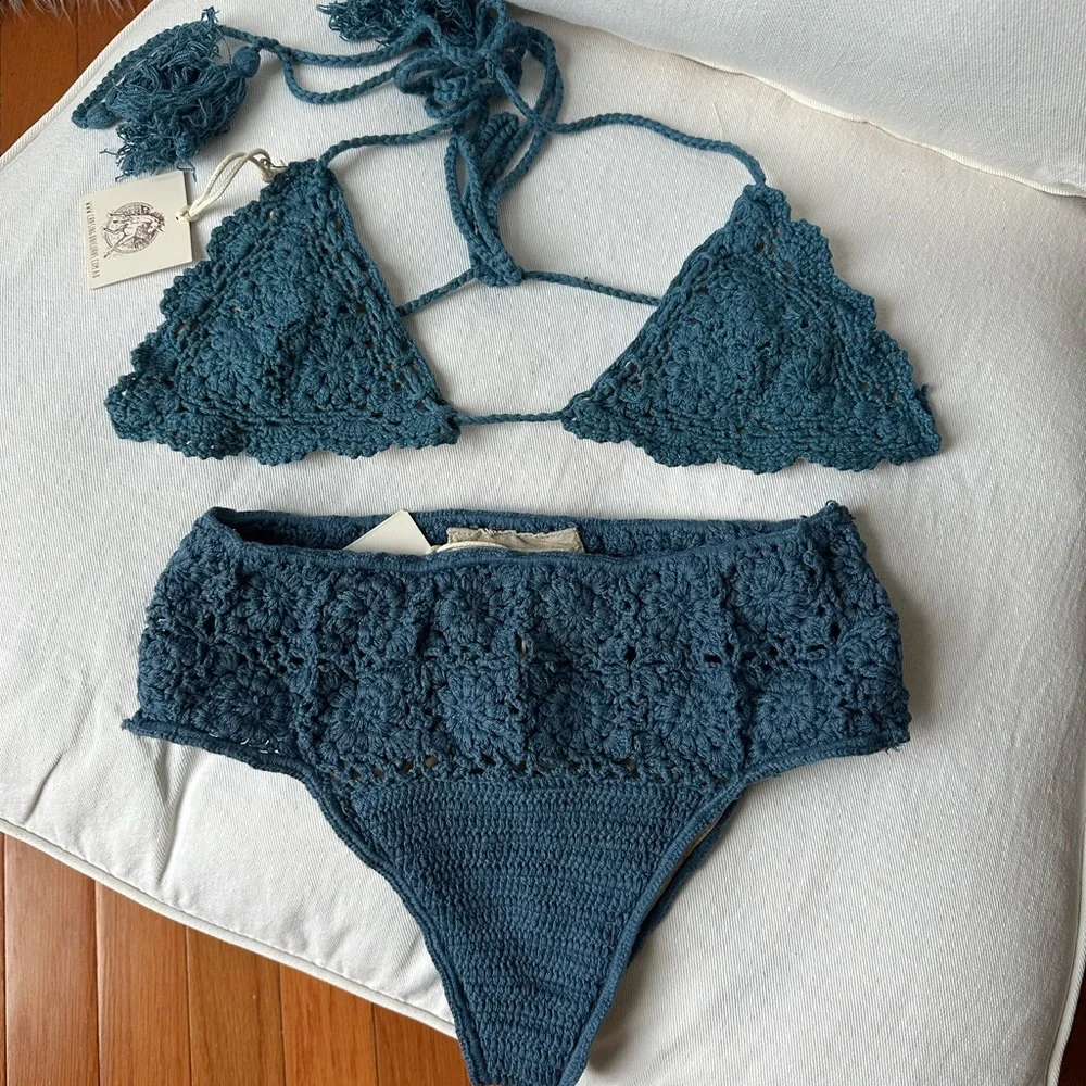 Chasing Unicorns Blue Crochet Swimwear - Picture 2 of 5